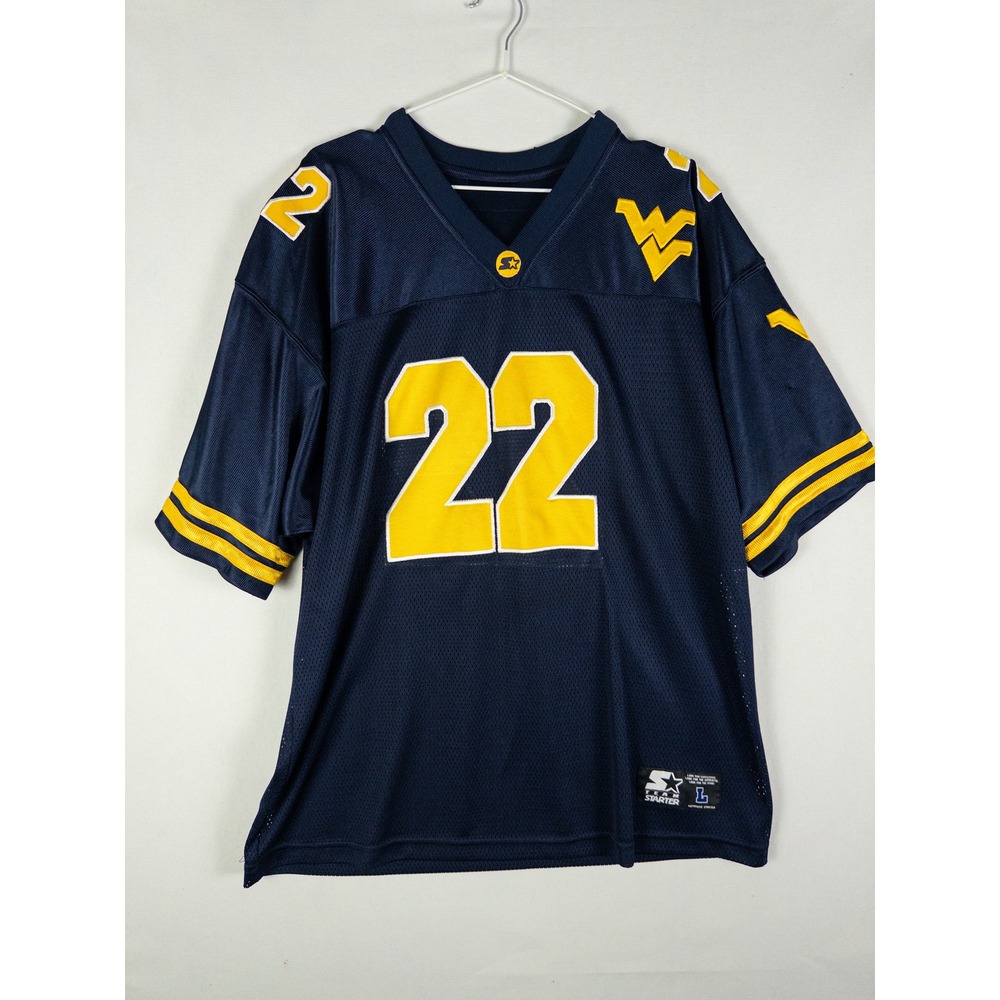 Vintage 90s Starter West Virginia Mountaineers #22 Football Jersey Mens L Navy S